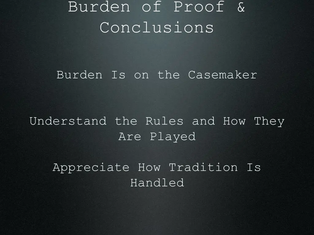 burden of proof conclusions