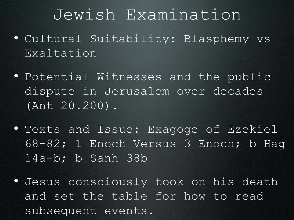 jewish examination cultural suitability blasphemy