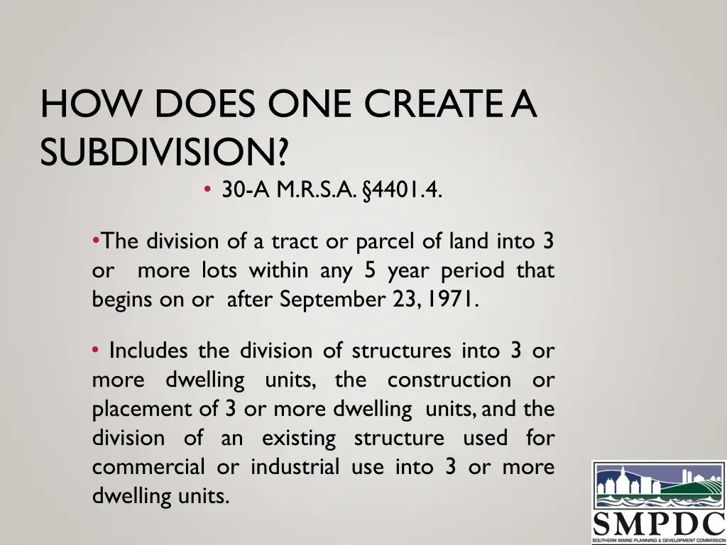 how does one create a subdivision