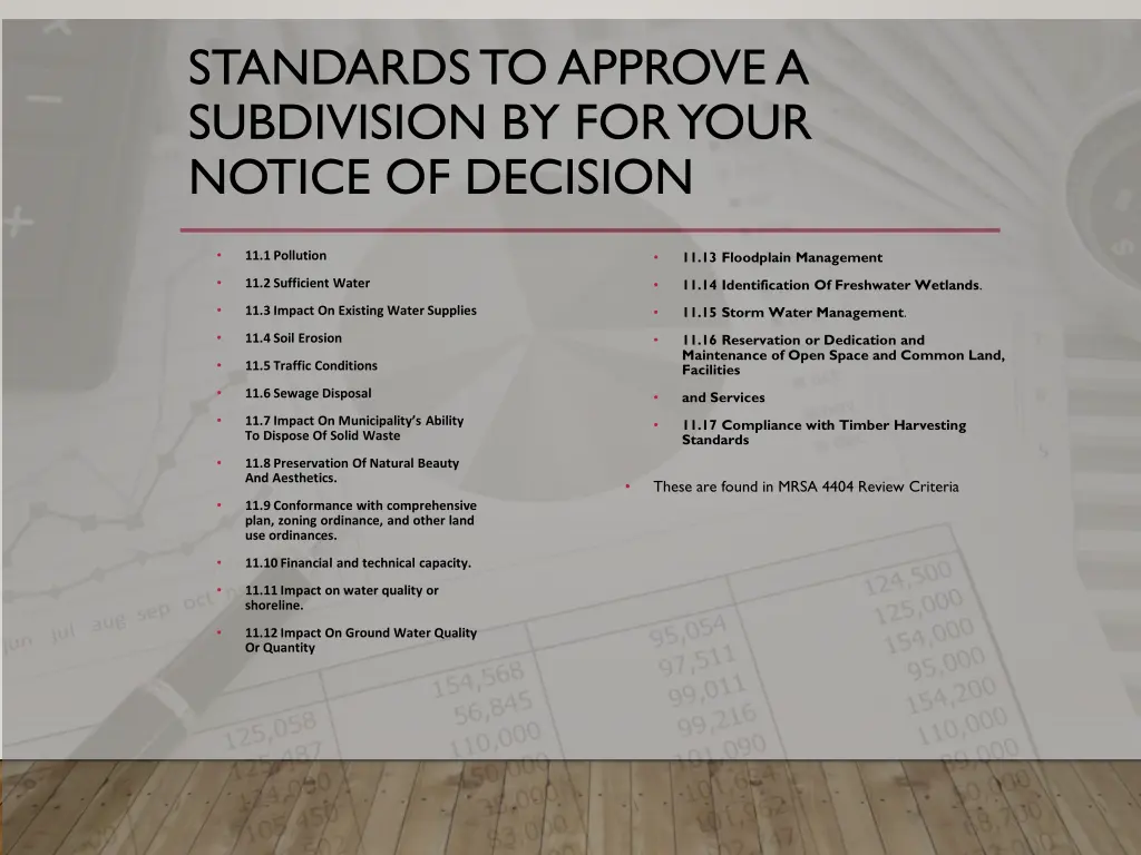 standards to approve a subdivision by for your