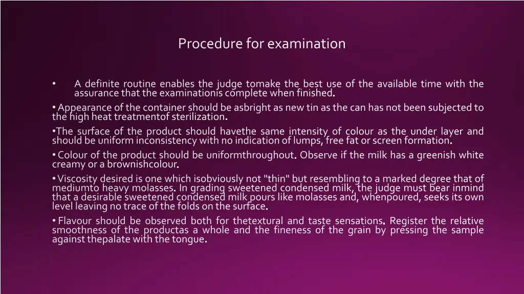 procedure for examination 1