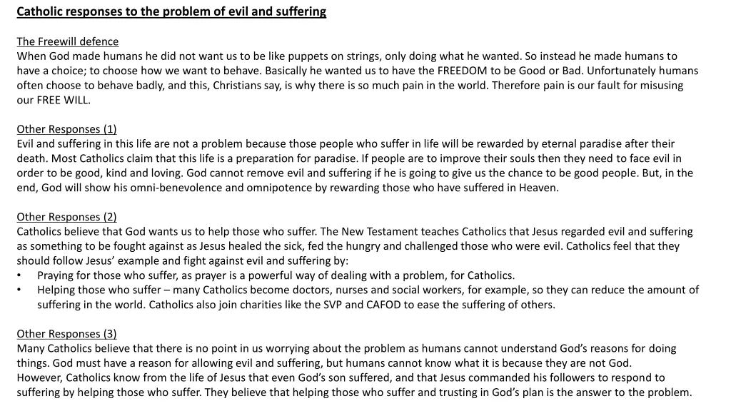 catholic responses to the problem of evil