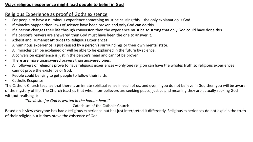 ways religious experience might lead people