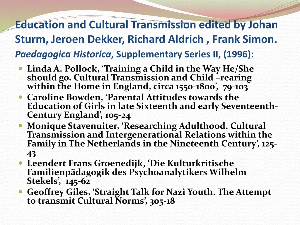 education and cultural transmission edited