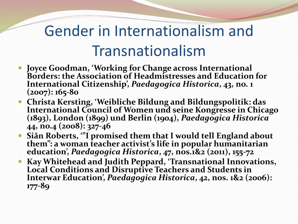 gender in internationalism and transnationalism