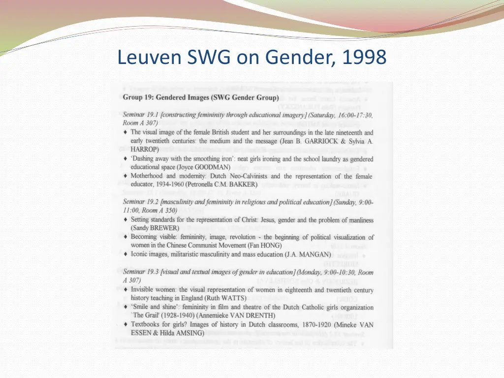 leuven swg on gender 1998