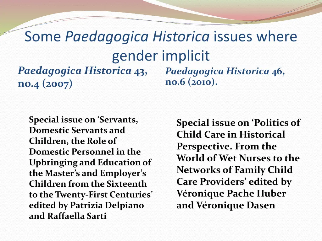 some paedagogica historica issues where gender