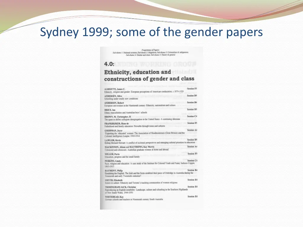 sydney 1999 some of the gender papers