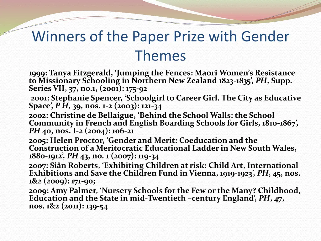 winners of the paper prize with gender themes