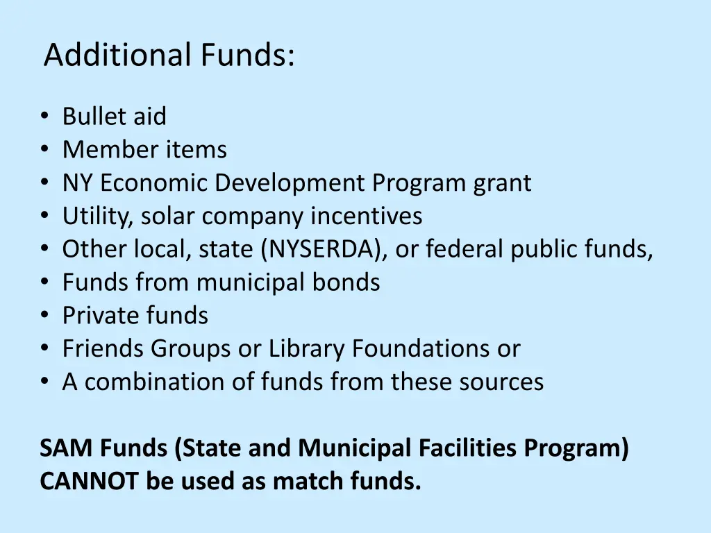 additional funds