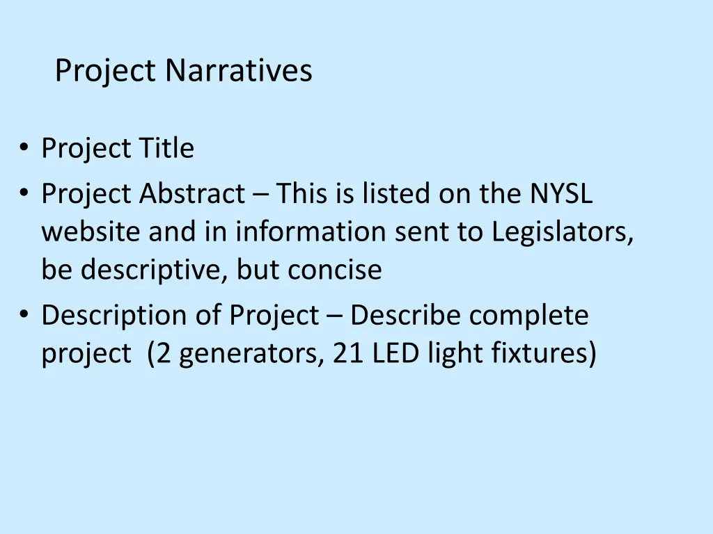 project narratives