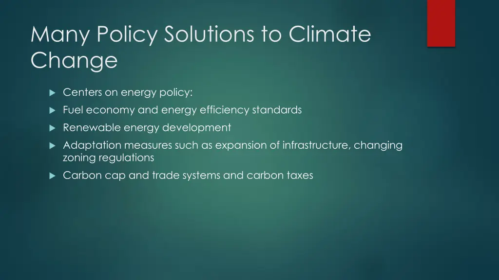 many policy solutions to climate change