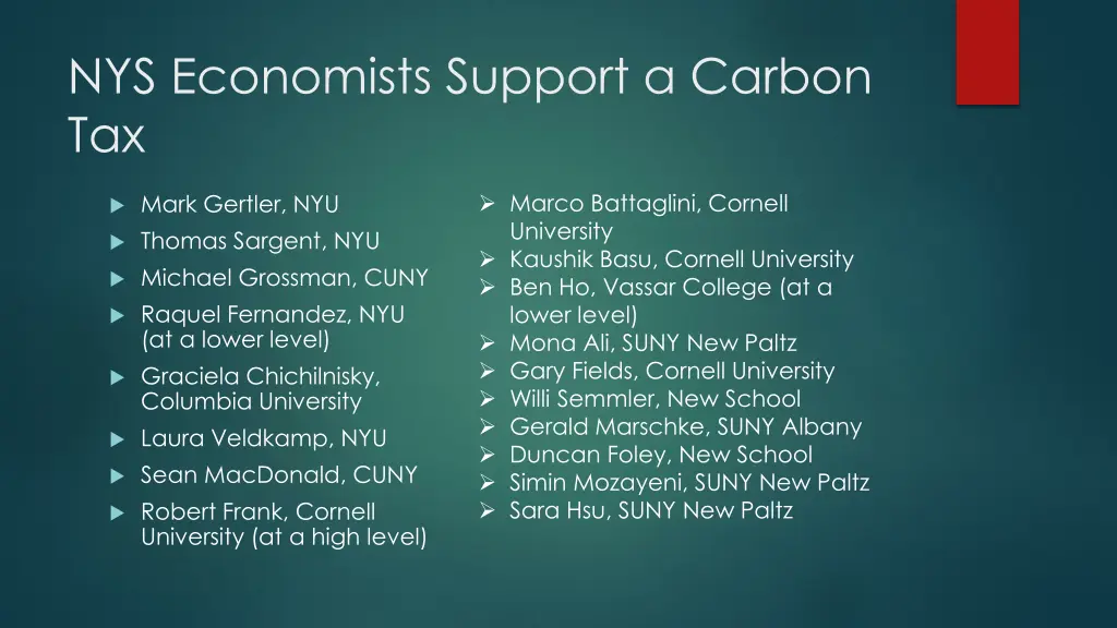 nys economists support a carbon tax