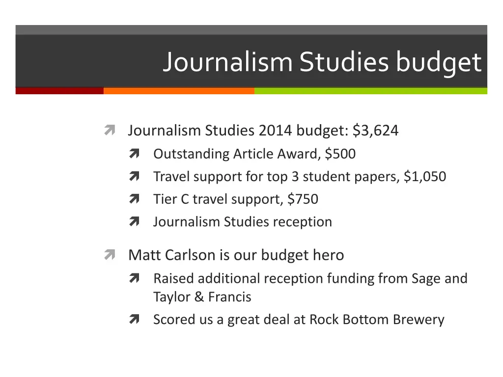 journalism studies budget