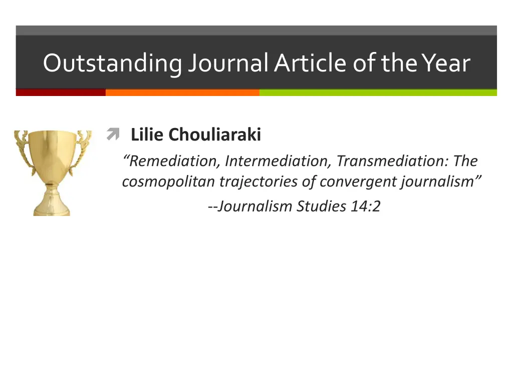 outstanding journal article of the year