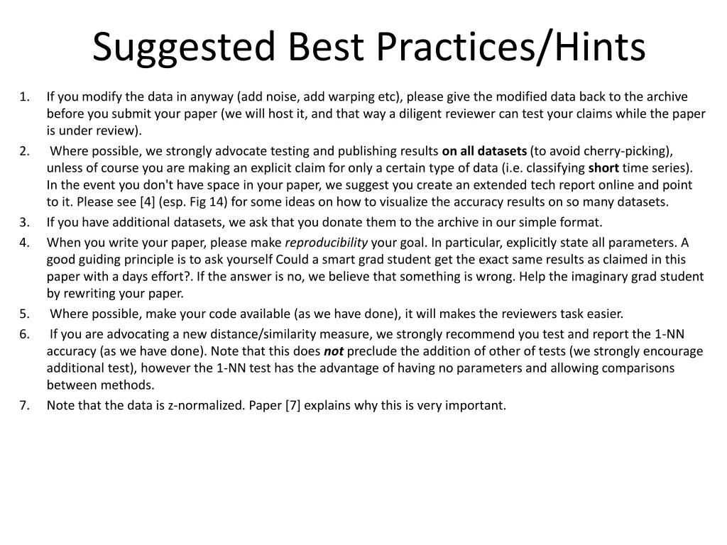 suggested best practices hints