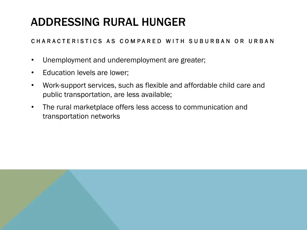 addressing rural hunger