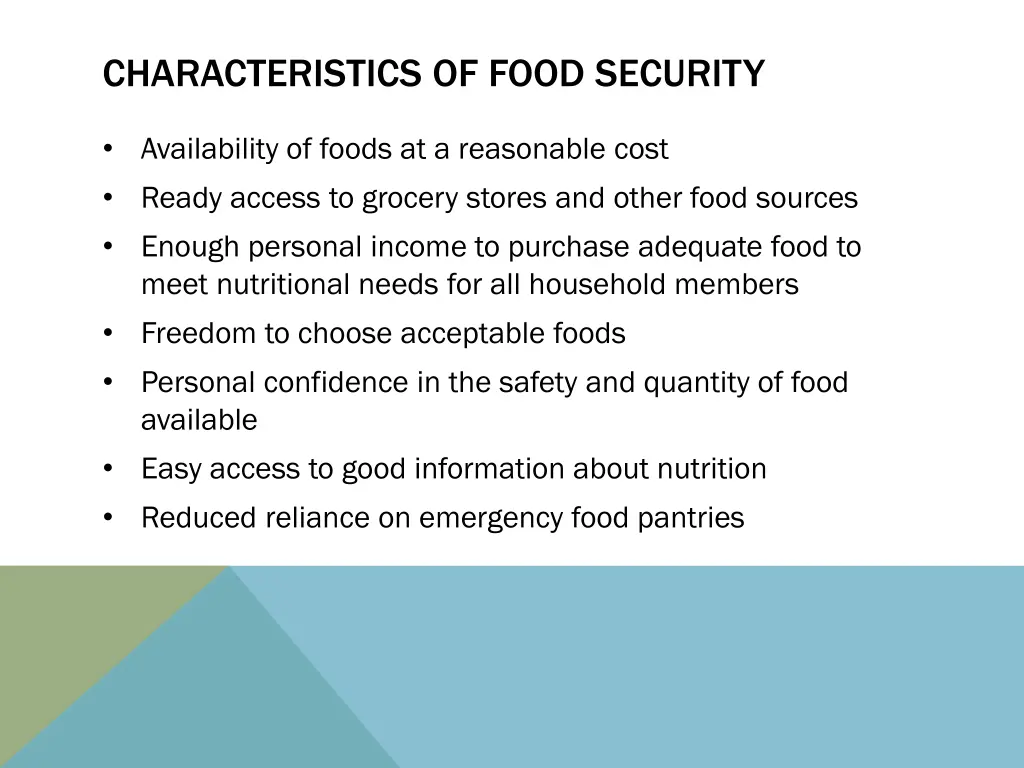 characteristics of food security