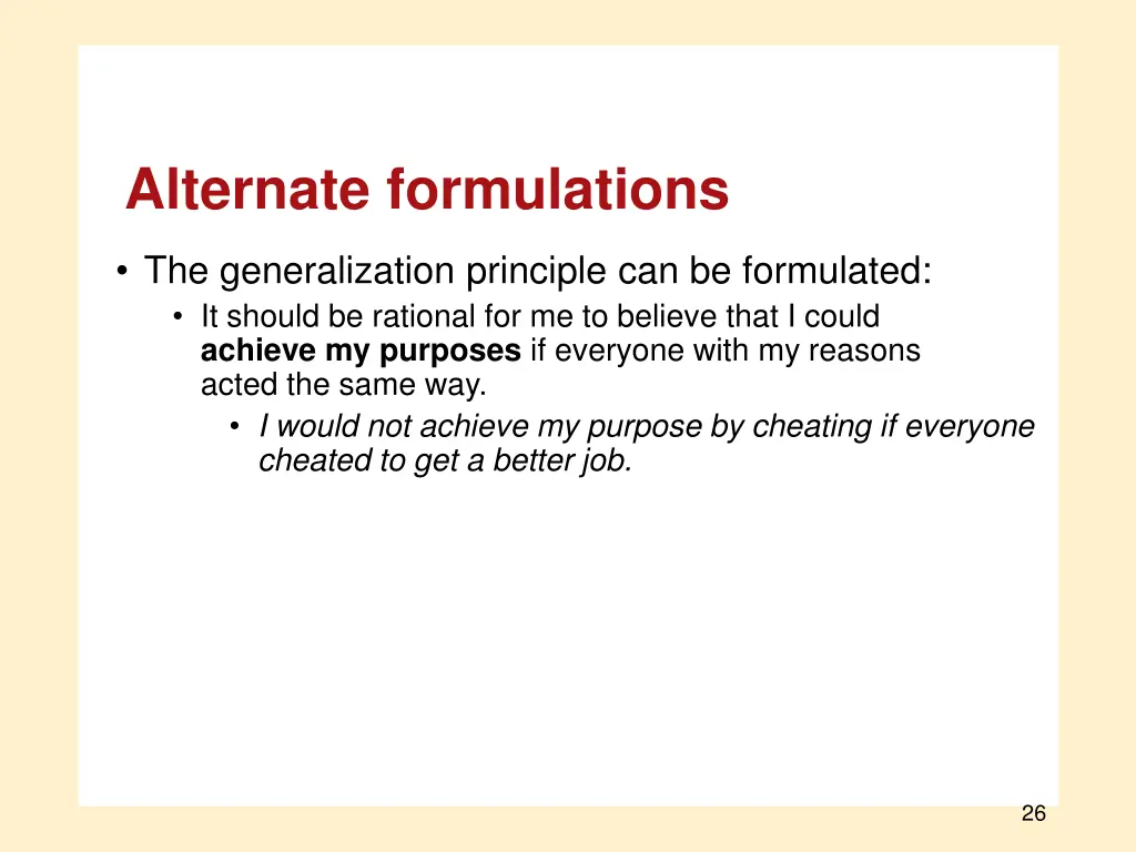 alternate formulations