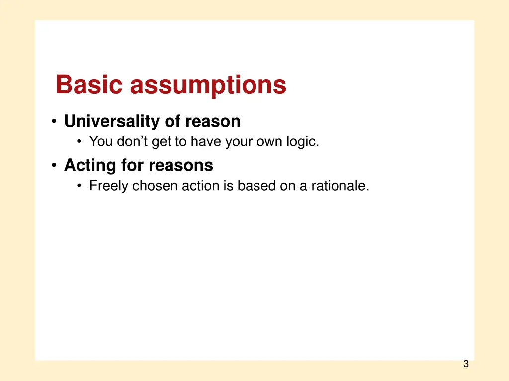 basic assumptions