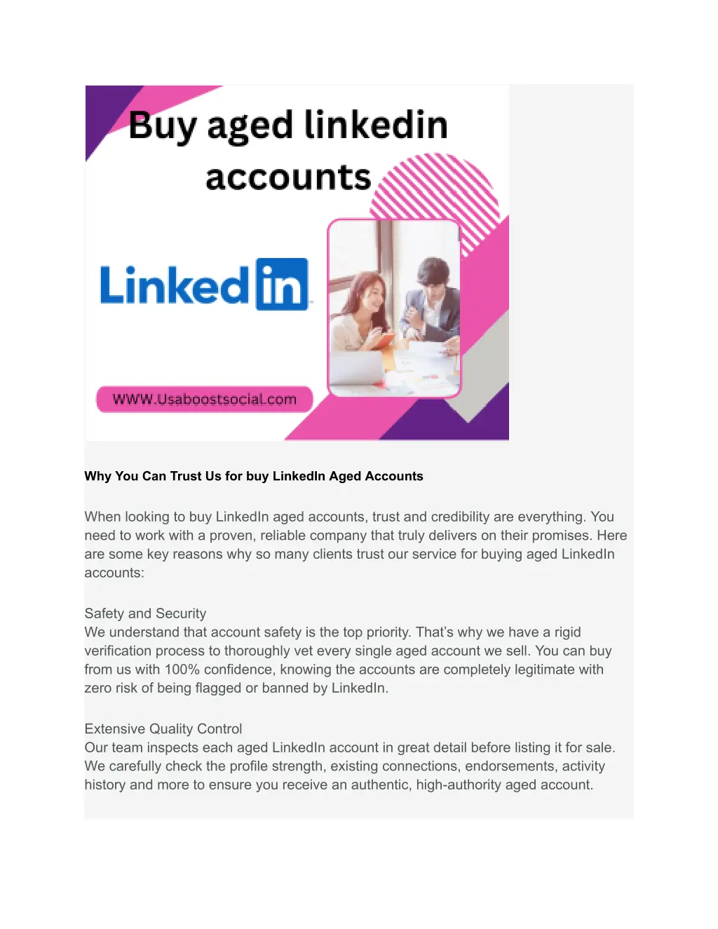 why you can trust us for buy linkedin aged