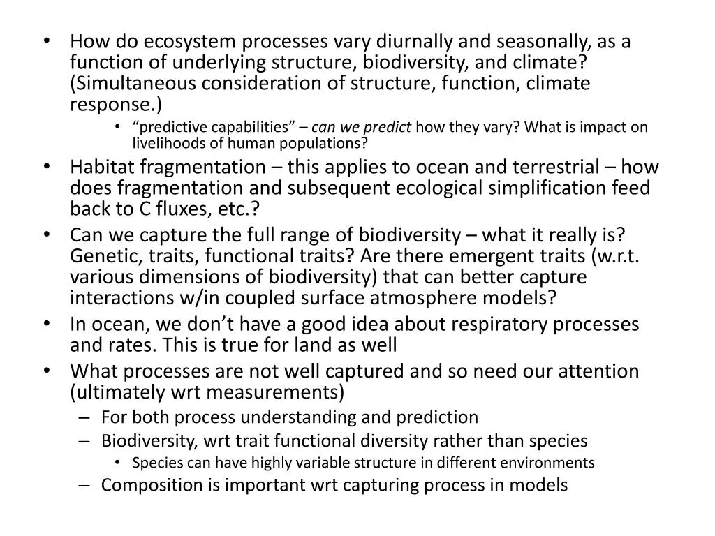 how do ecosystem processes vary diurnally