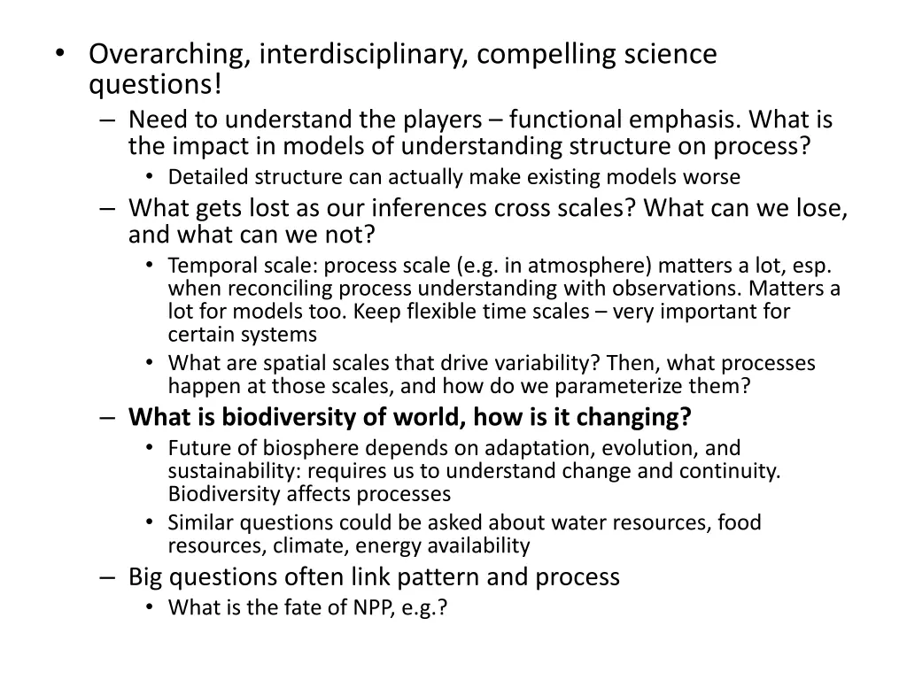 overarching interdisciplinary compelling science