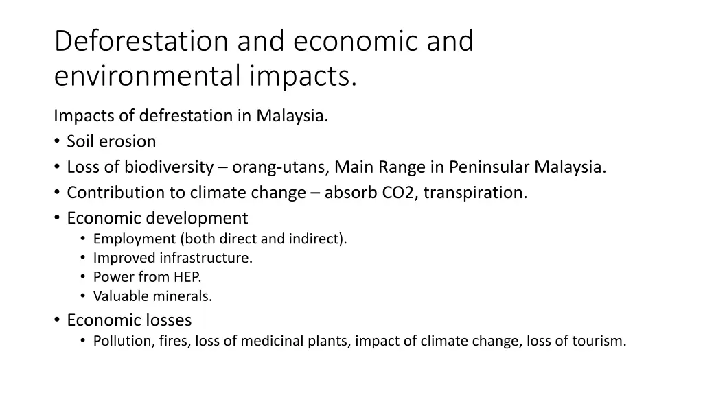 deforestation and economic and environmental 1