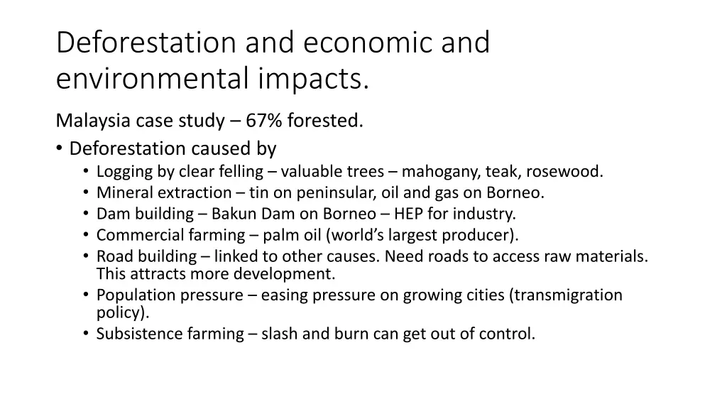 deforestation and economic and environmental