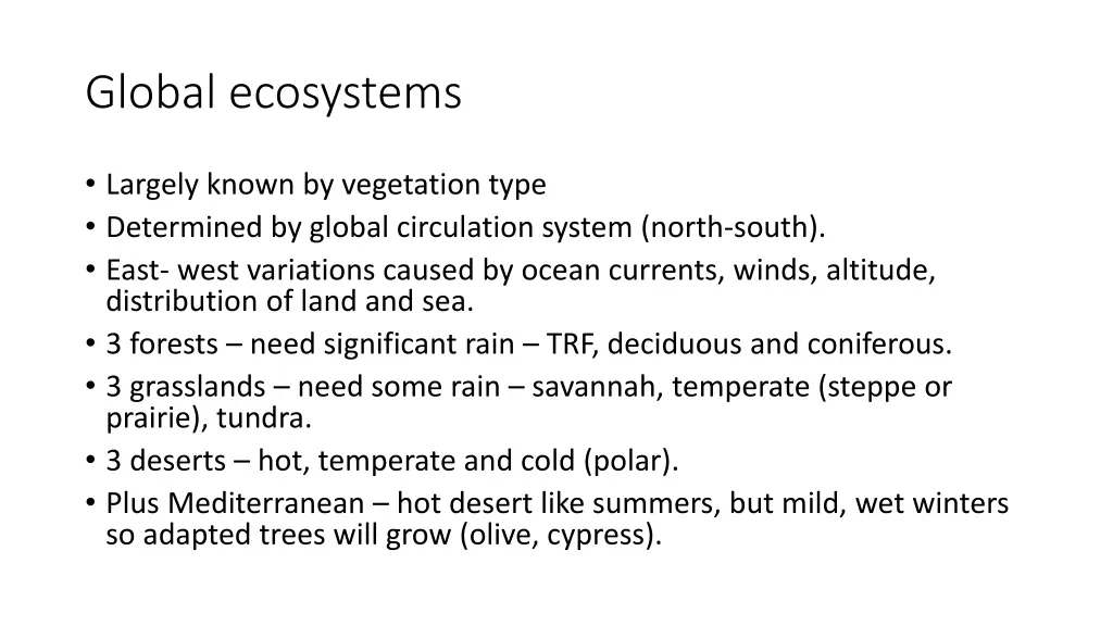 global ecosystems