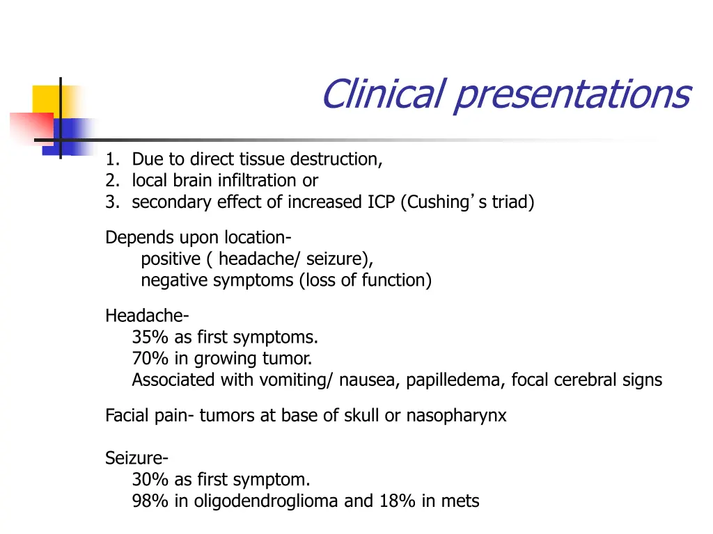 clinical presentations