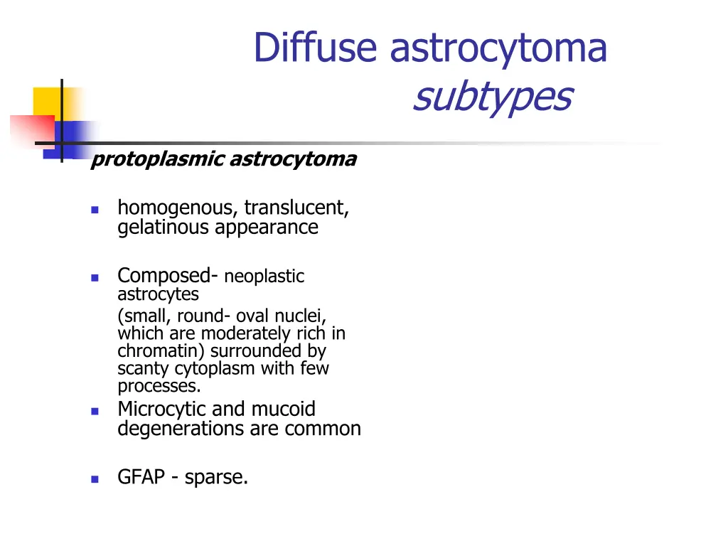 diffuse astrocytoma subtypes