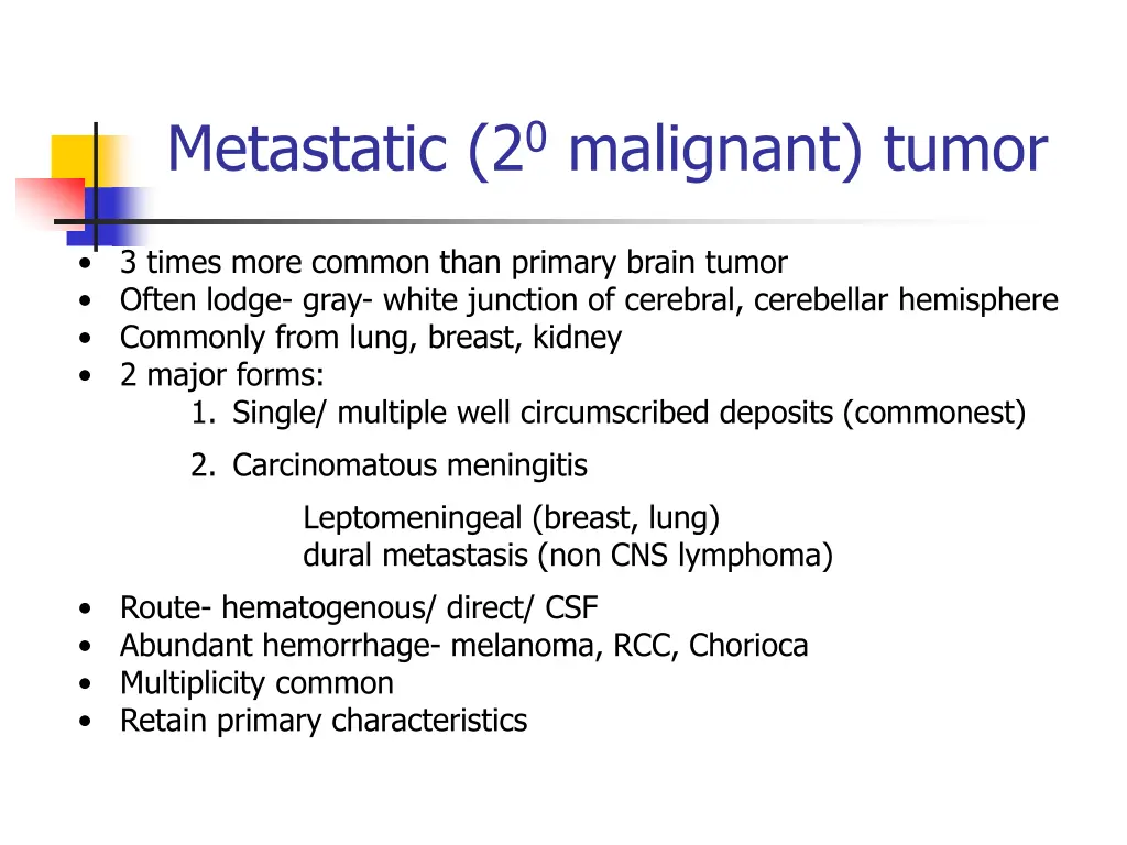 metastatic 2 0 malignant tumor