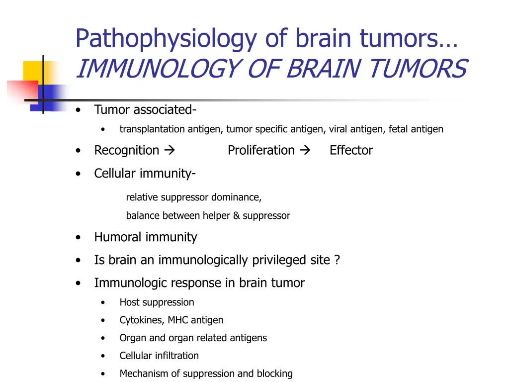 pathophysiology of brain tumors immunology