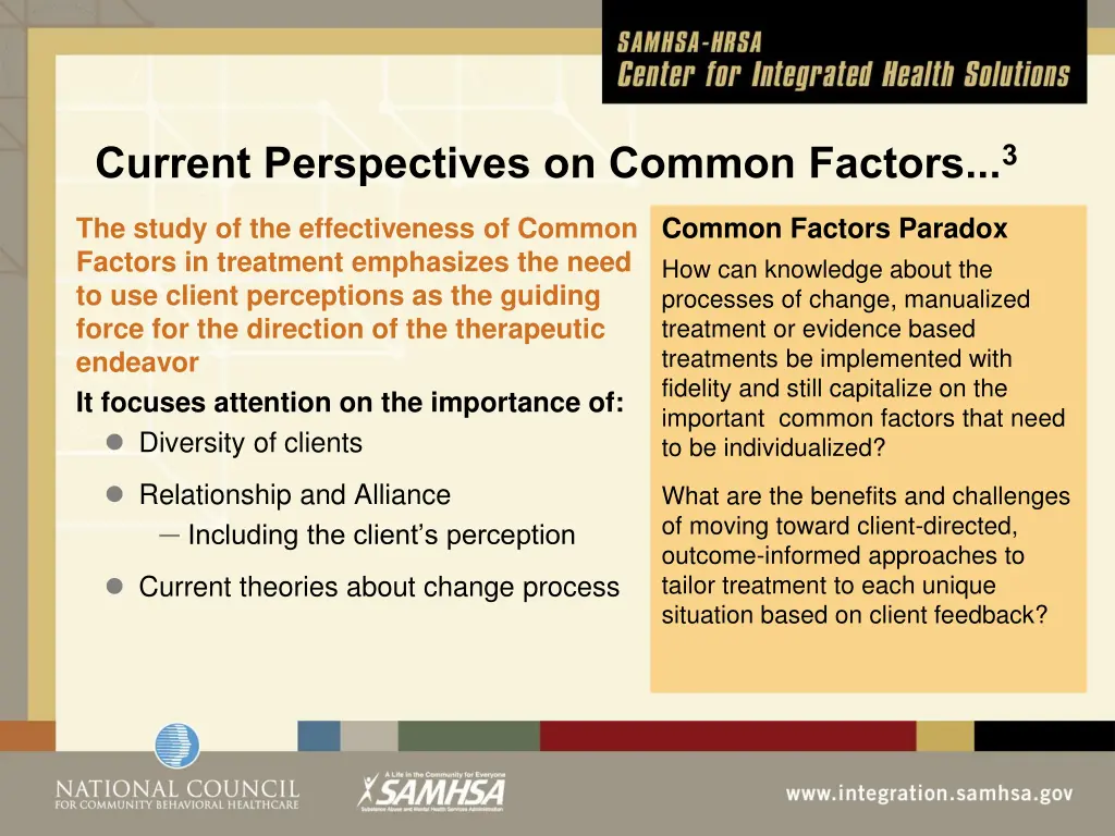 current perspectives on common factors 3