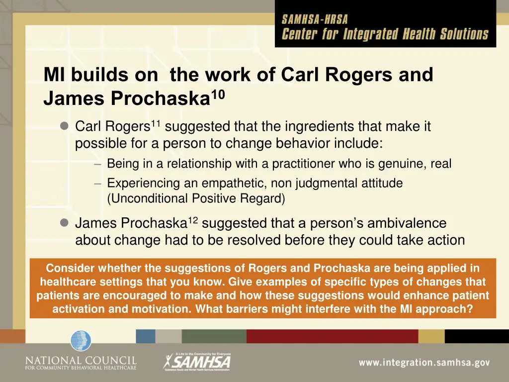 mi builds on the work of carl rogers and james