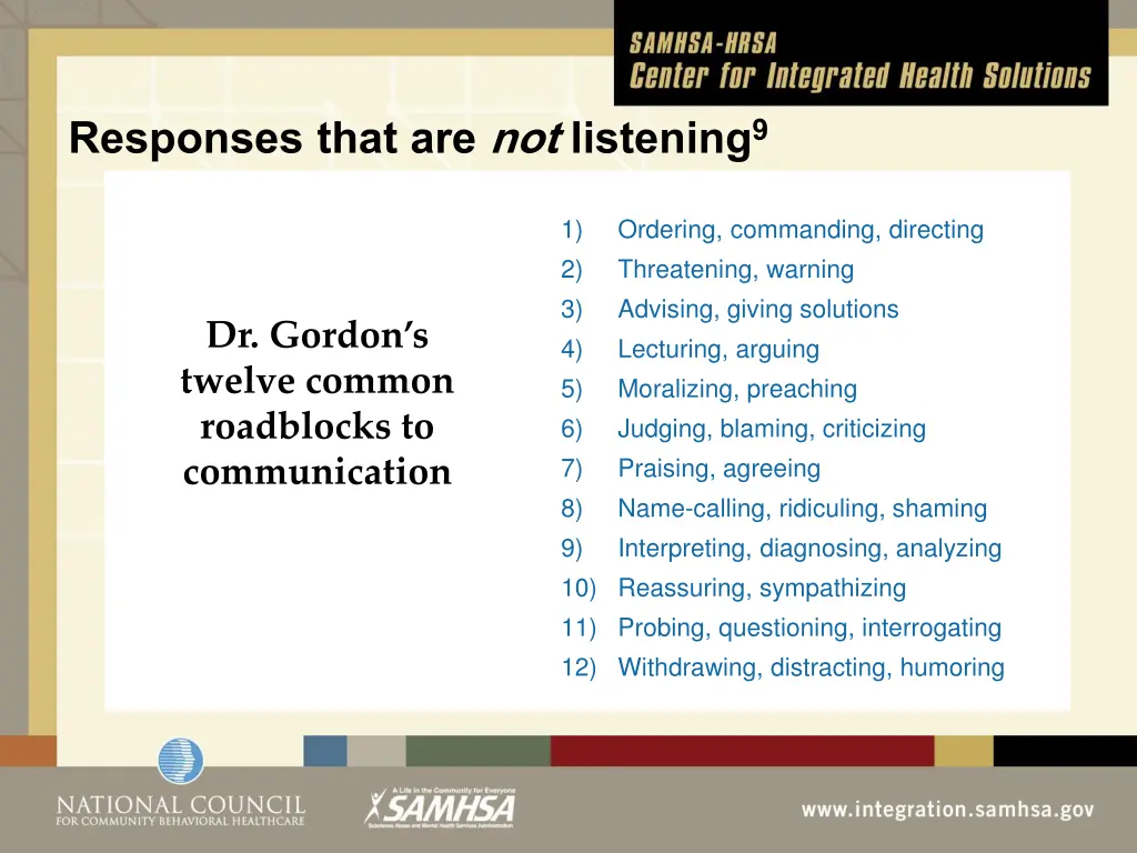 responses that are not listening 9