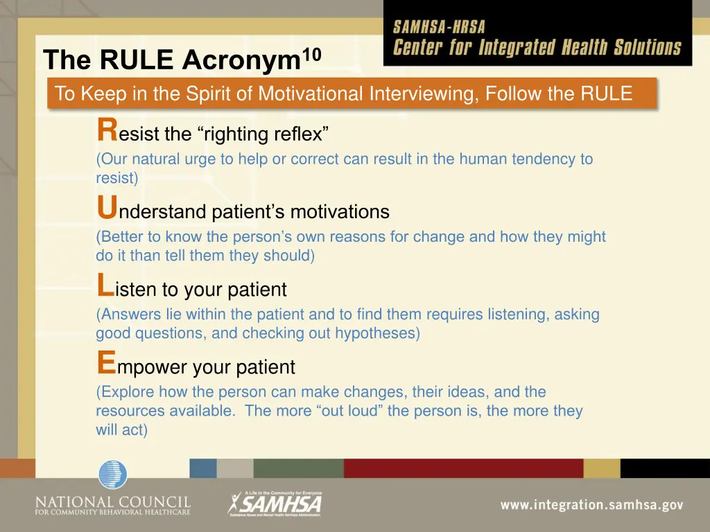 the rule acronym 10 to keep in the spirit