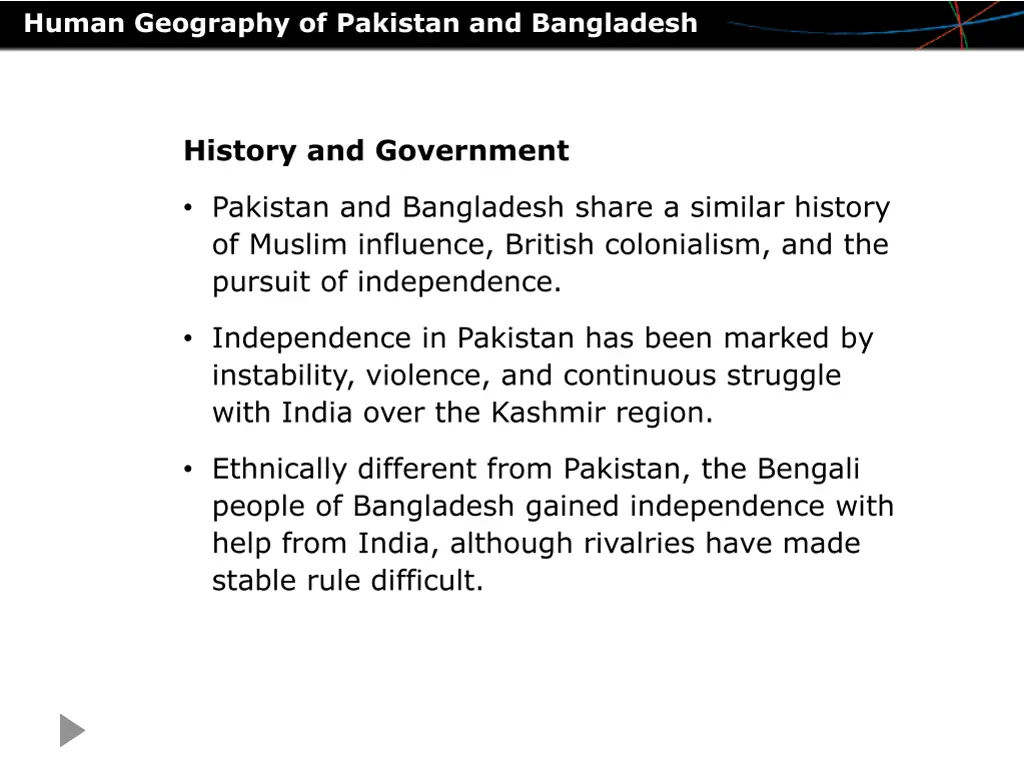 human geography of pakistan and bangladesh