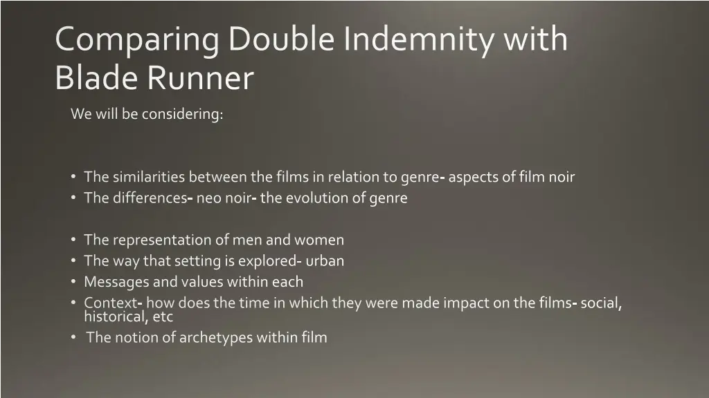 comparing double indemnity with blade runner