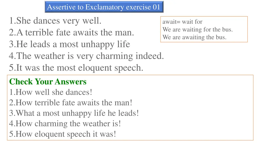 assertive to exclamatory exercise 01