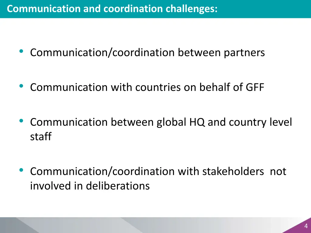 communication and coordination challenges