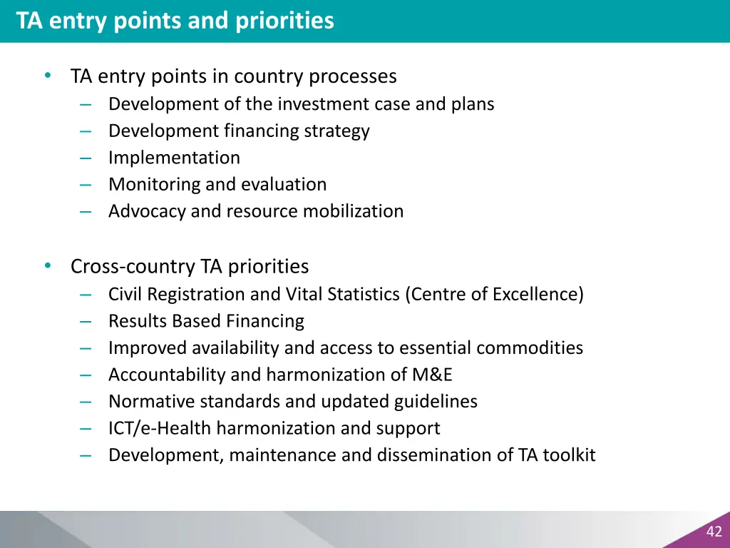 ta entry points and priorities