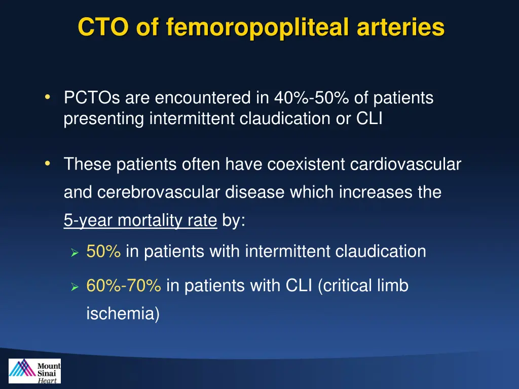 cto of femoropopliteal arteries