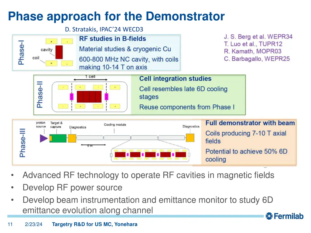 phase approach for the demonstrator d stratakis