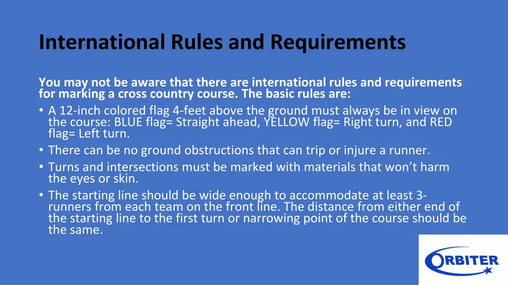 international rules and requirements