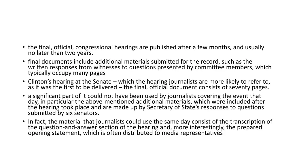 the final official congressional hearings