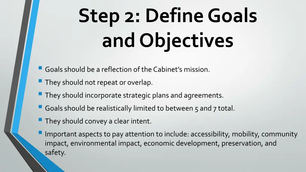 step 2 define goals and objectives