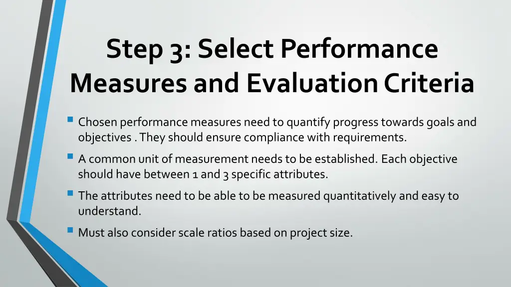 step 3 select performance measures and evaluation