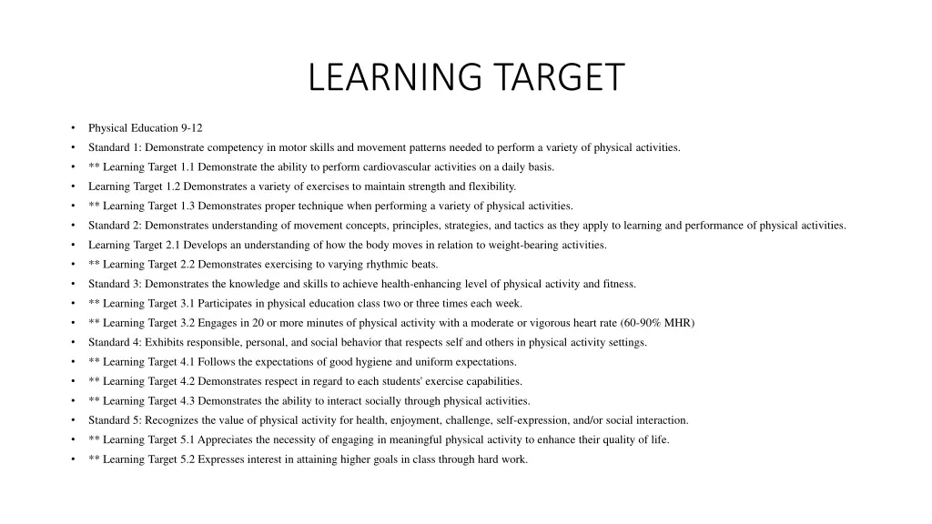 learning target